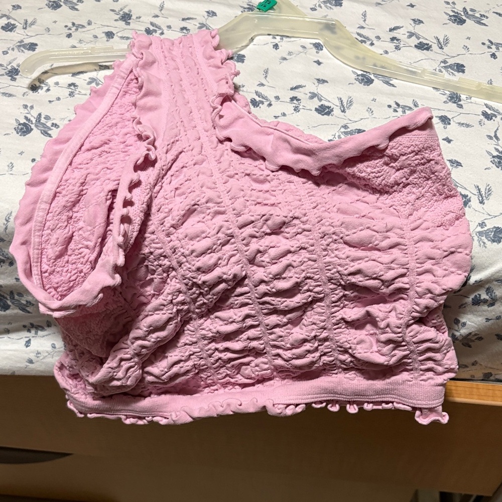 Pink One-Shoulder Ruffle Top - Picture 2 of 3